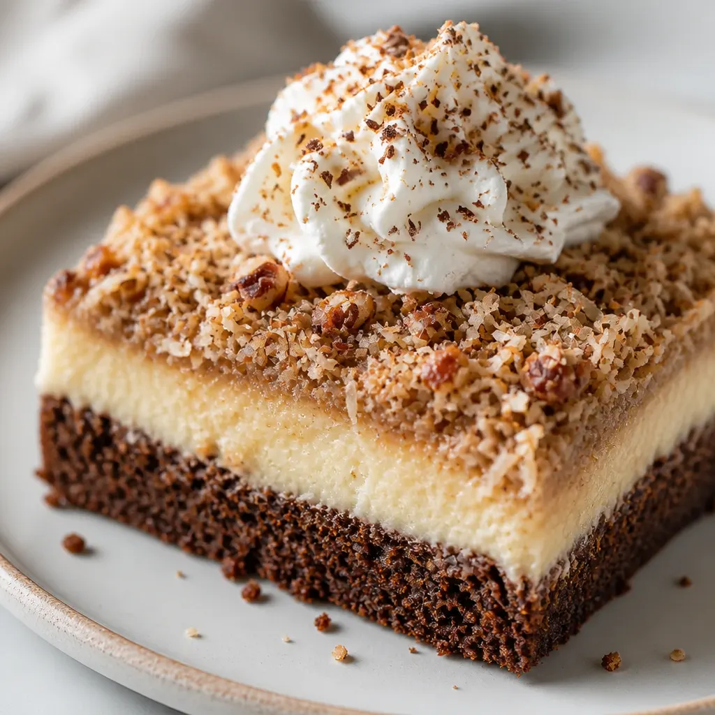 German Chocolate Cheesecake Brownies close-up view